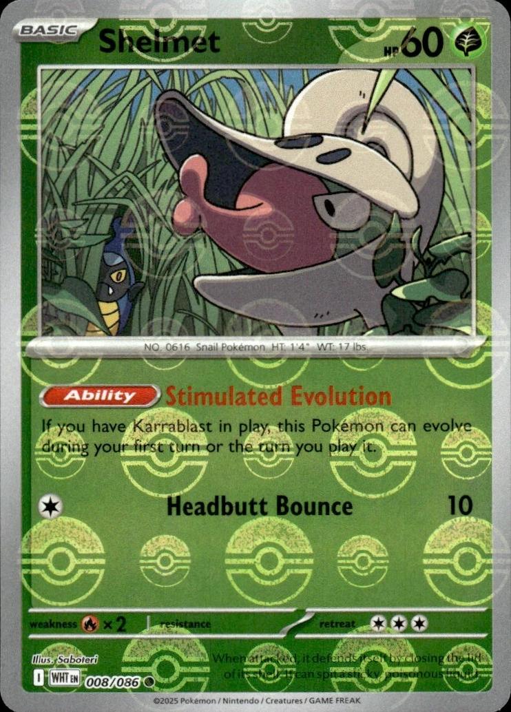 White Flare Shelmet [Poke-Ball] Pokémon card